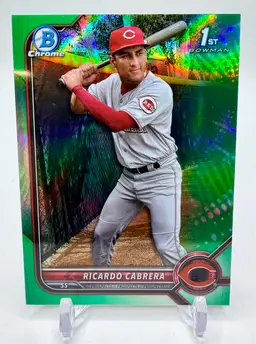 Ricardo Cabrera 2022 Bowman Chrome #BCP-158 Green Refractor /99 1st Bowman Reds