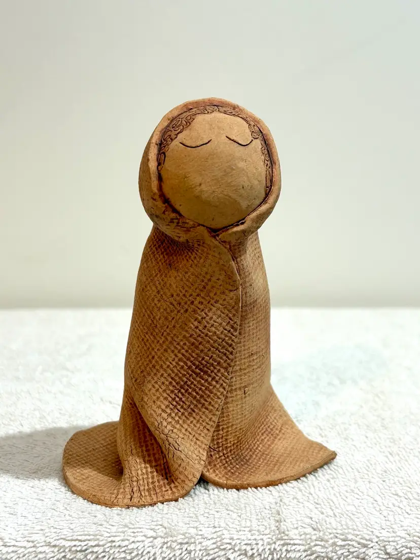 Handmade Vintage Terracotta Figurine Unglazed Textured Earthen Art Sculpture