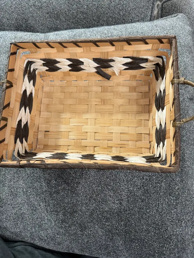 Rectangular Basket With Brown & Cream Woven Insert