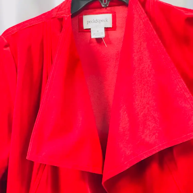#1679 Peck & Peck NWT Red Velvet ladies Jacket open front RN54050, Size M