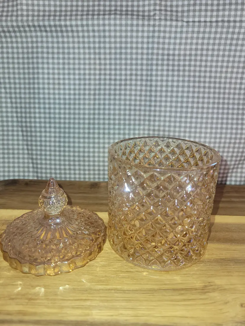 Small Rose Pink Trinket Glass Jar