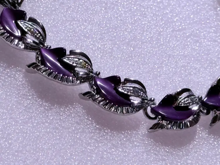 Vintage Silver Tone Thermoset Choker/Necklace With Rhinestones