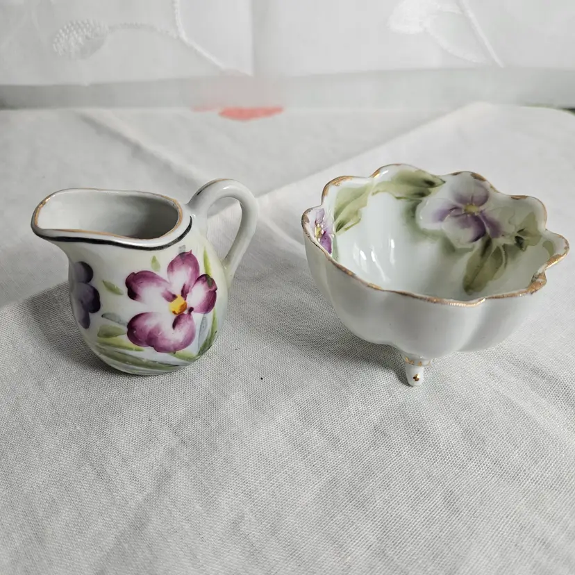 Vintage Miniature Nippon Bowl Ceramic Pitcher Hand Painted