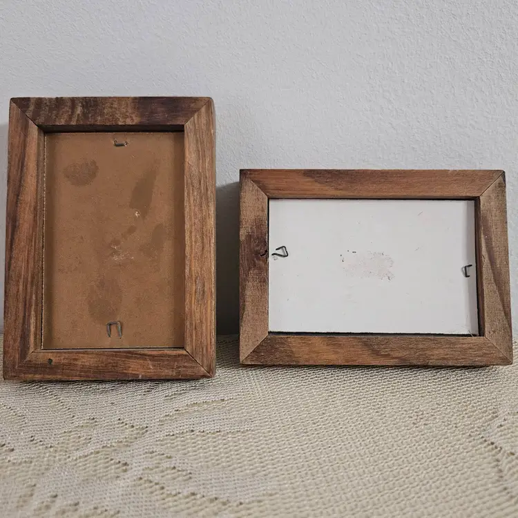 Miniature Framed Primitive Folk Art Country, Set of 2