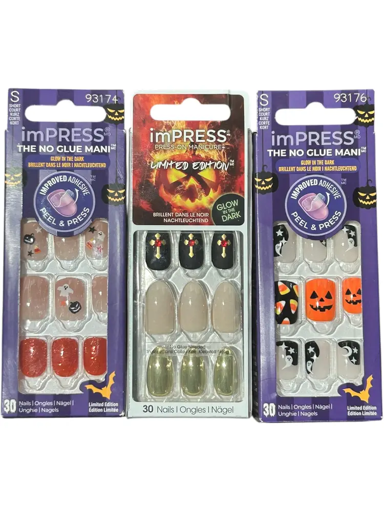 3 Kiss Impress Peel & Press Nail Sets Limited Edition Halloween Fall 30 Nails