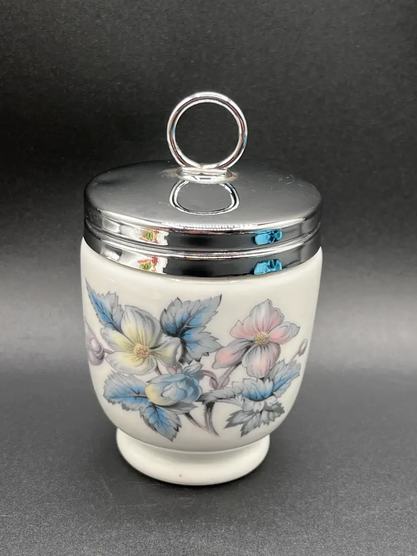 Royal Worcester English “Blue Dogwood”Porcelain Egg Coddler 4.5” 🥚