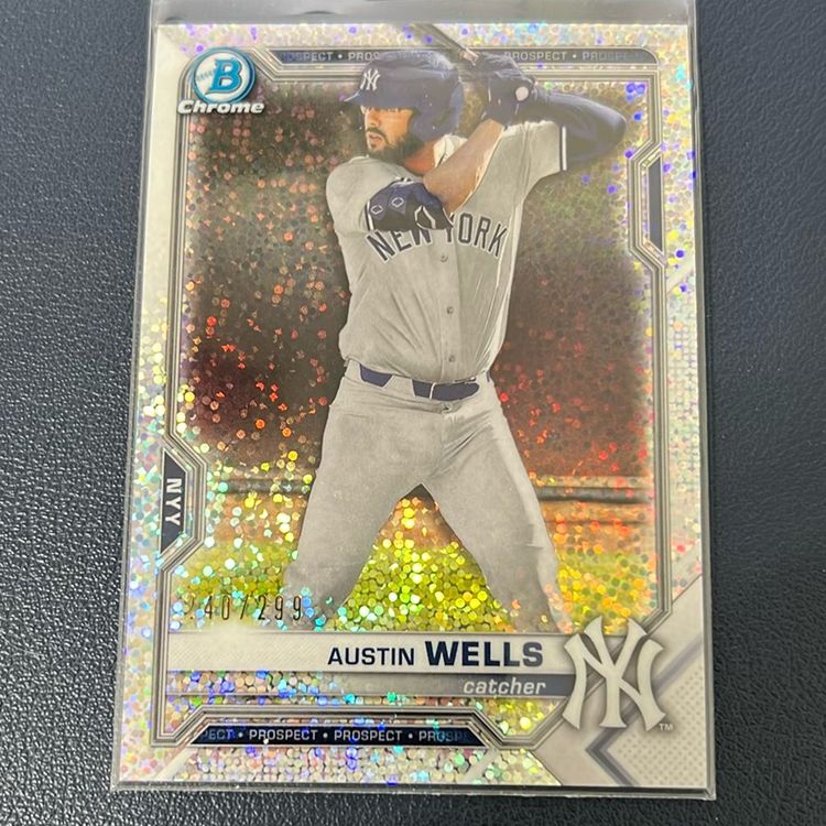 2021 Bowman Chrome Austin Wells Sparkle Refractor /299 New York Yankees
