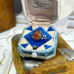 Vintage Sterling Silver Amber Ring size 7