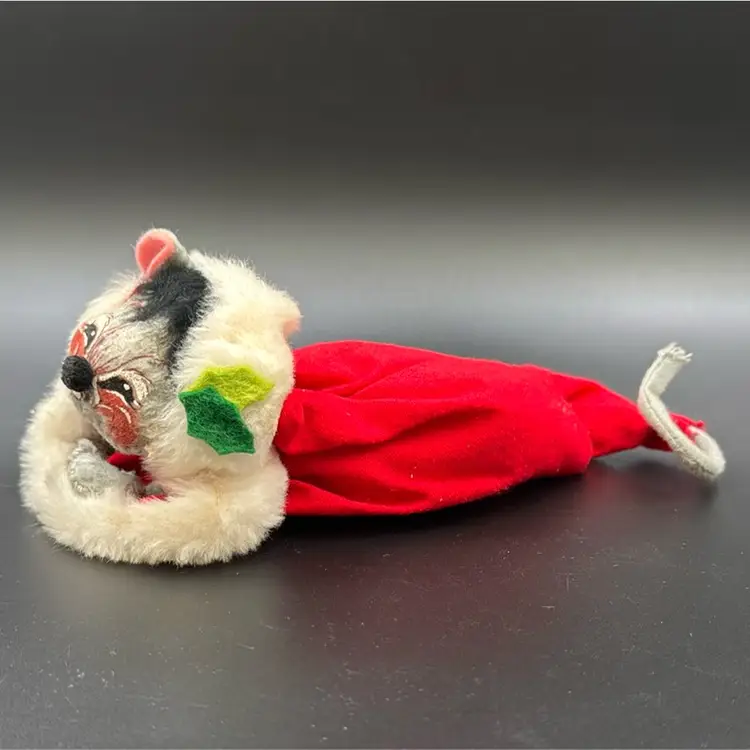 Annalie doll mouse in red Santa hat vintage 1965 Christmas
