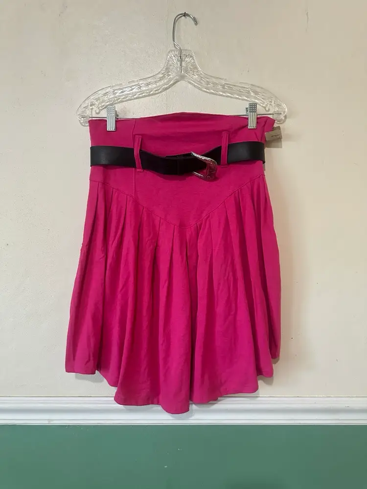 Vintage Pink High Waisted Skirt With Belt