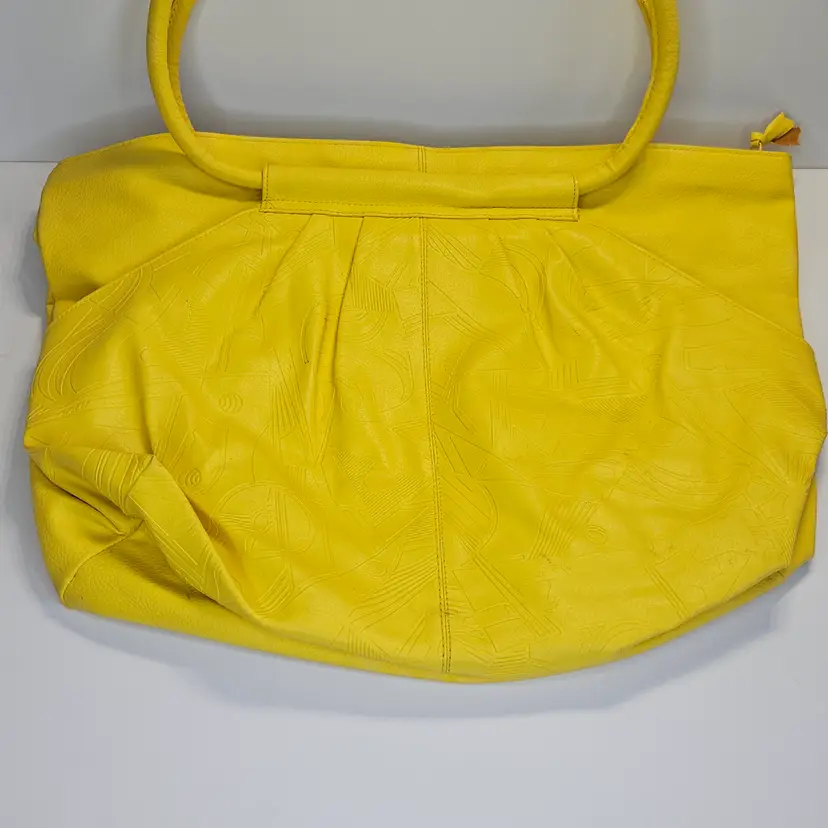 Vintage Bag Bazaar Yellow Vinyl Handbag Vintage Tote Purse