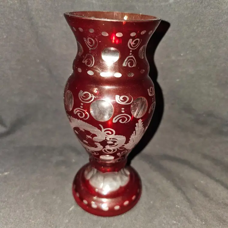 Bohemian Egermann Cut Crystal Vase
