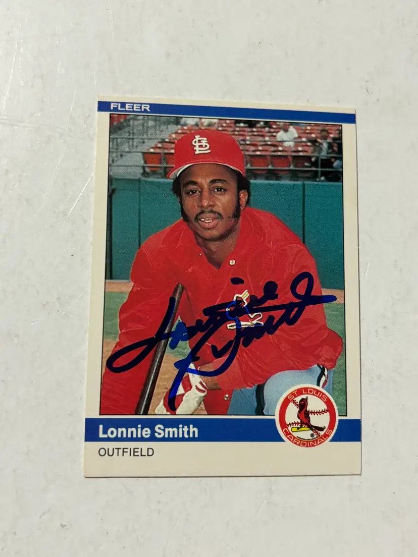 1984 Fleer # 335 Lonnie Smith St. Louis Cardinals Signed