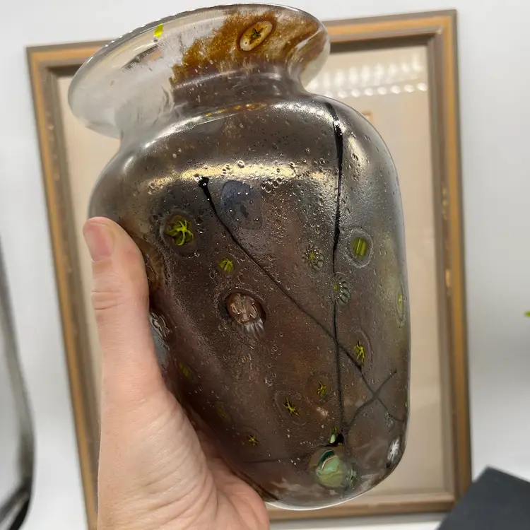 Beautiful Blown Art Glass Vase 7 1/2” Tall