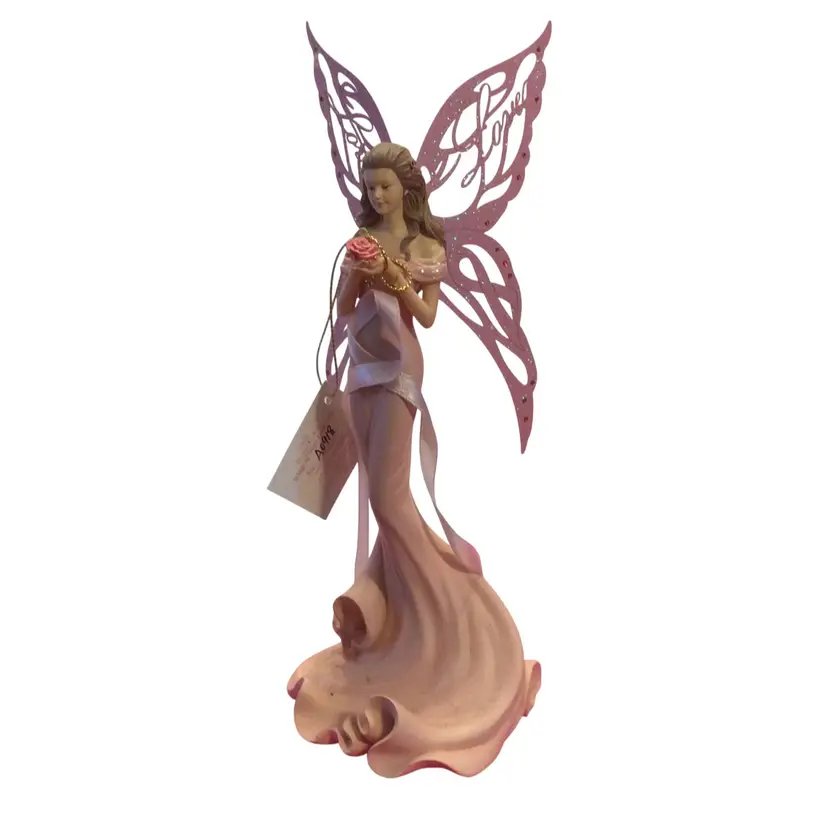 2222. Gorgeous “Love” The Hamilton Collection, Thomas Kinkade "Wings of Hope" Collection, featuring a pink-clad Fairies 🧚 Holding A Beautiful Red Heart