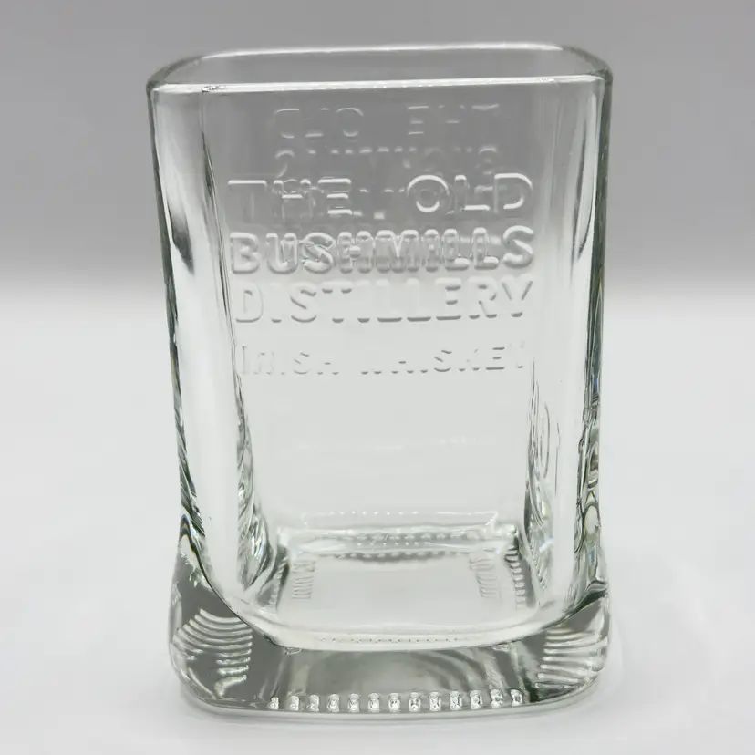 Vintage 1608 Old Bushmills Distillery Square Barware Shot Glass, Irish Whiskey Collectible, By Old Bushmills Distillery, Made in Northern Ireland