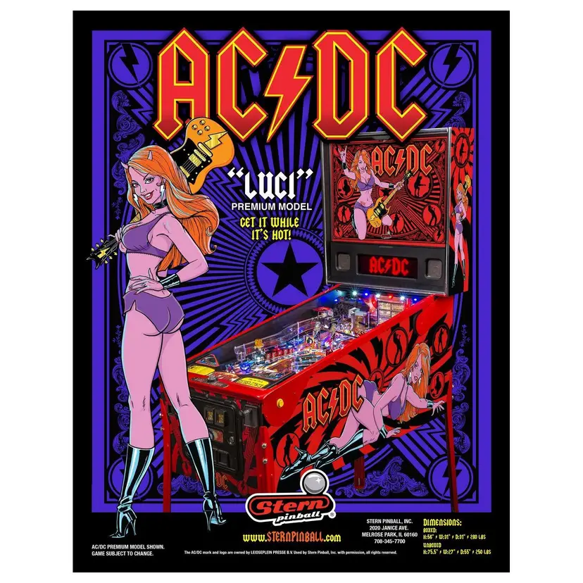 AC/DC Pinball FLYER Luci Premium Edition 2013 Original Hard Rock Heavy Metal