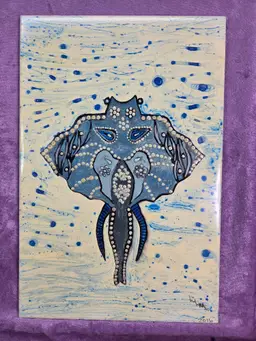 Hand painted ceramic tile