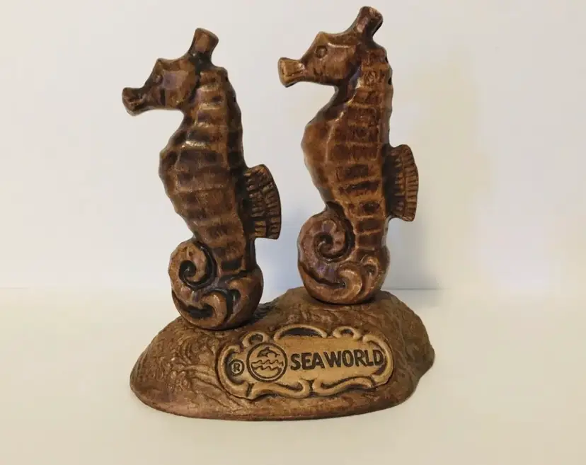 Vintage Treasure Craft USA Ceramic Seahorse Salt and Pepper Shaker Set Sea World