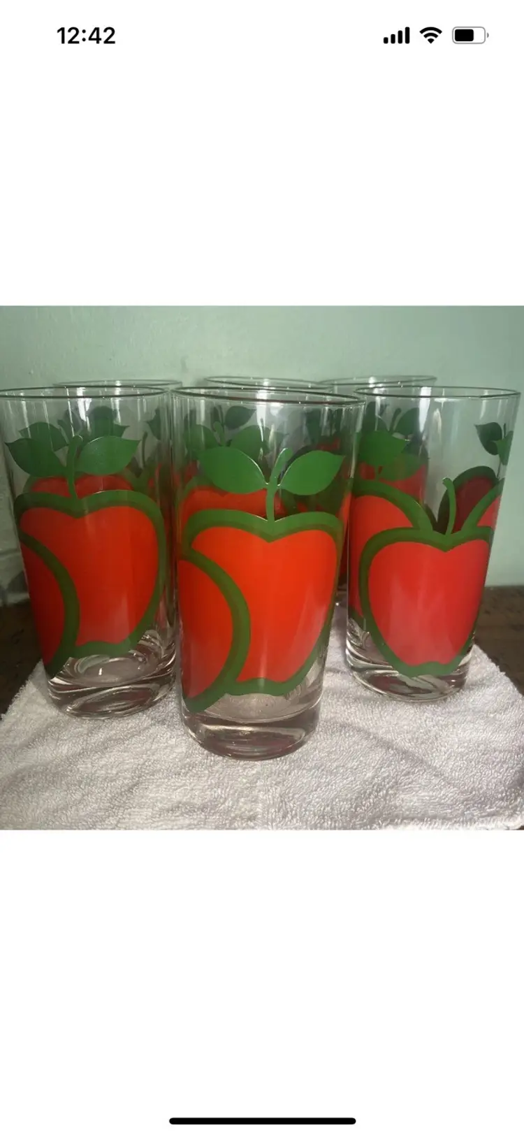 Vintage 1970s Colony Red Apple MCM Retro Mod Drinking Glasses Tall- Set Of 6