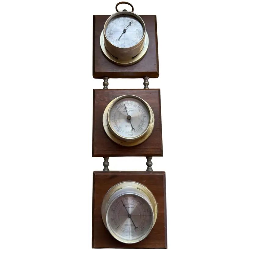 Vintage SPRINGFIELD USA 1960s WEATHER STATION BAROMETER THERMOMOTER WALL HANGING