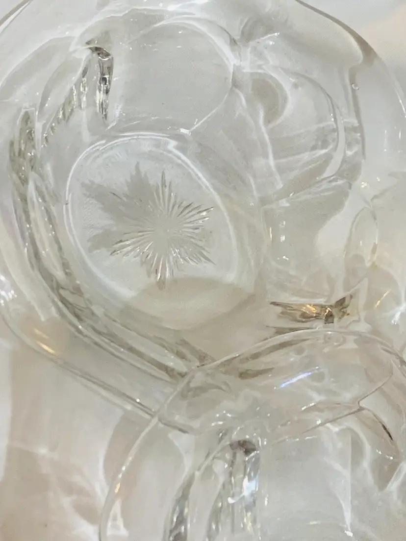 Set of 5 Jefferson Krys-Tol Chippendale Style Scalloped Or Ruffled Edge Nappy Clear Glass 6” diameter Sauce Dessert Bowl