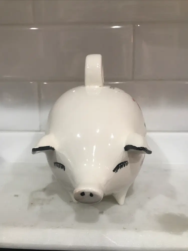 Vintage Anthropomorphic Pig Bank Hand painted Ceramic