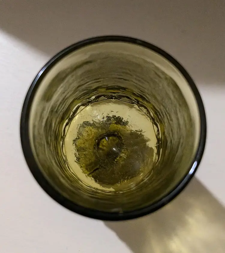 Vintage Tiffin Glass Franciscan Olive Green Madeira Juice Goblet( Glow Under UV Light)