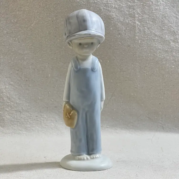 Enesco Kinka Boy With Baseball Cap Glove Barefoot Figurine Boys Room 1988 Japan