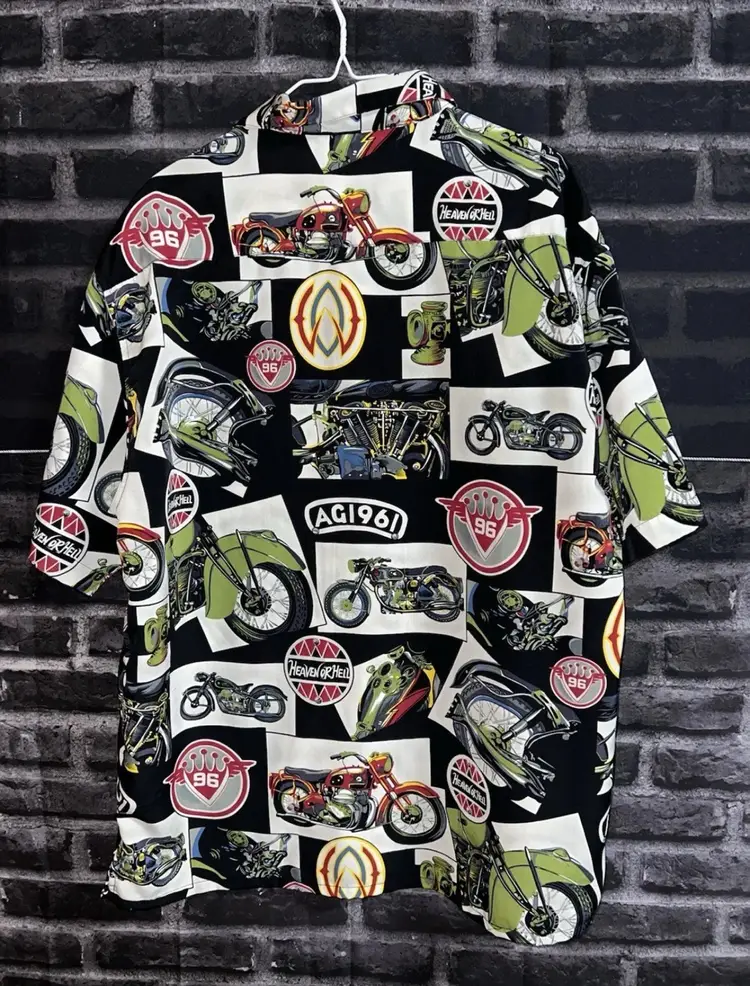 Motorcycle Hawaiian ShirtHeaven or Hell Men's Large