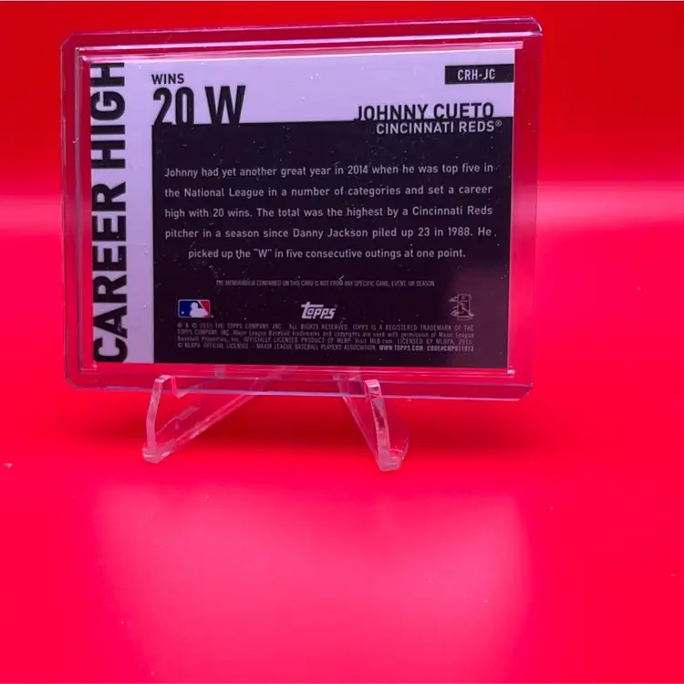 Johnny Cueto 2015 Topps Career High Relic Cincinnati Reds