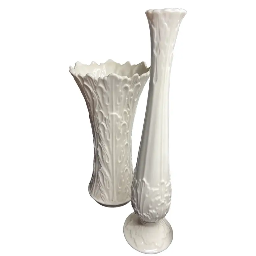Lenox Woodland Collection Vase & Lenox Florentine Collection Bud Vase w/ Acanthus Leaf Pattern