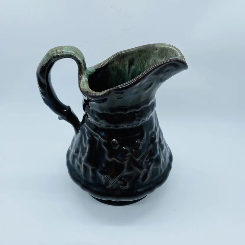 #2103 Canadian Art Pottery Pitcher Jug Blue Green Drip Glaze Blue Mountain Tavern