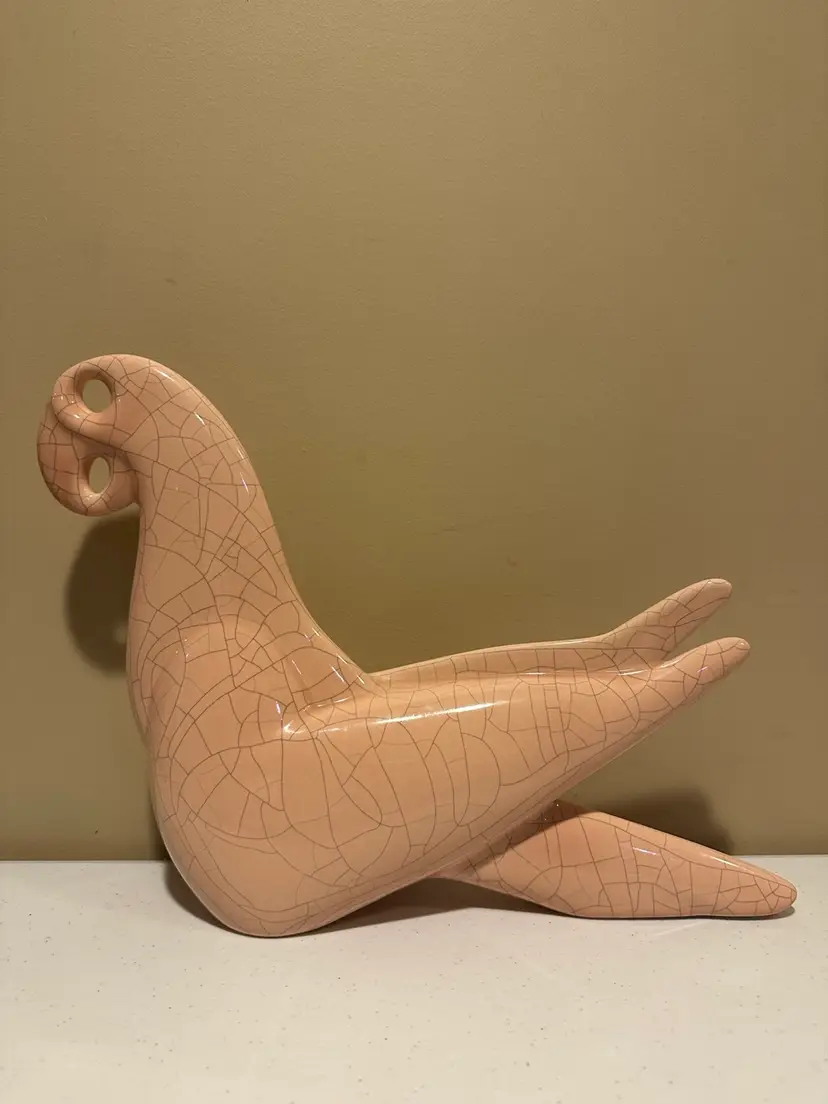 Jaru of California Pink Pottery Parrot Sculpture 