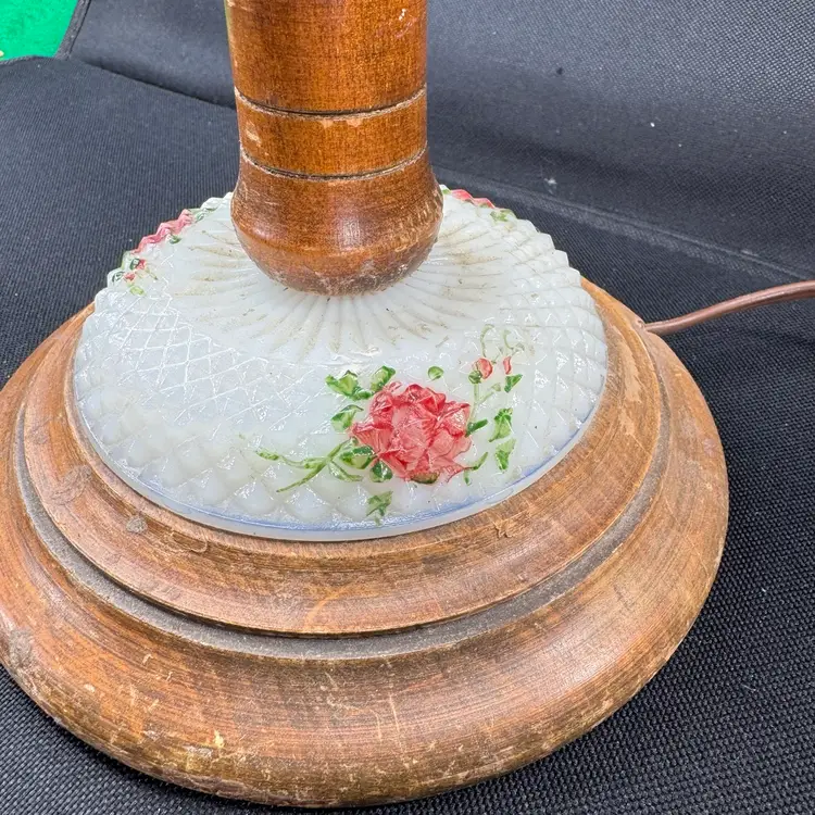 Vintage Hand Painted Milk Glass Lamp