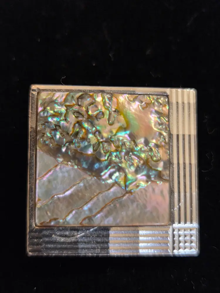 Vintage West Germany Silver Tone Abalone Shell Scarf Clip Please read conditionf