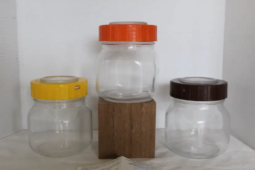 Fidenza Vetraria Vintage Patented Hermetic Food Storage Jars Set of 3