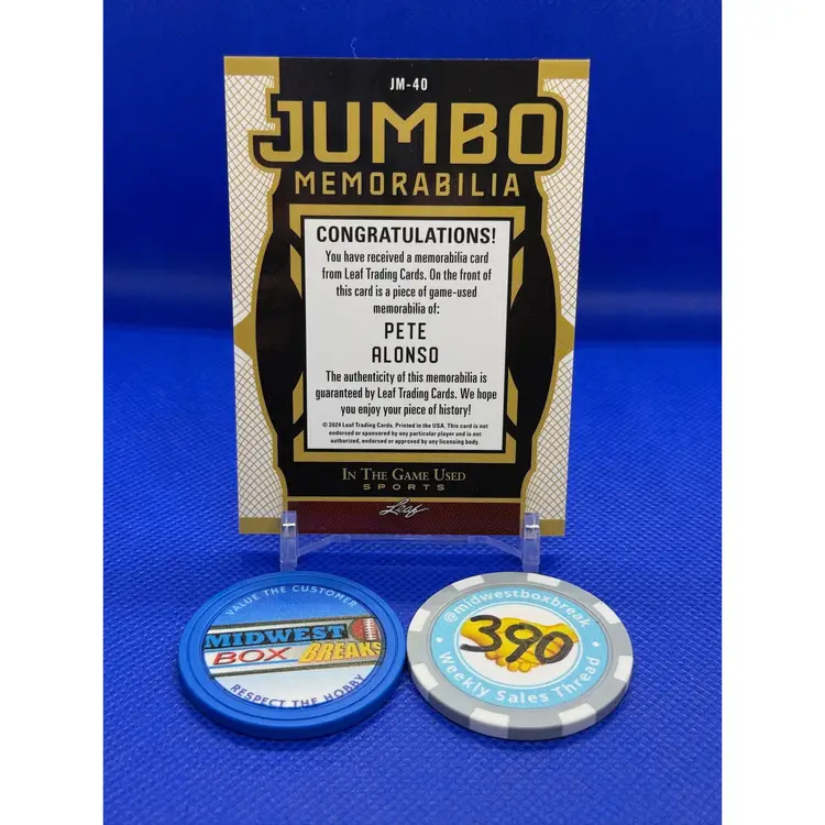 Pete Alonso - Leaf 2024 In The Game Used - New York Mets JUMBO 4-color - Red Halo /4