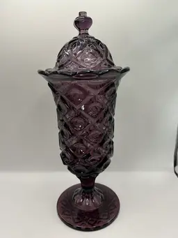 Viking Amethyst Diamond Thumbprint Lidded Apothecary Jar