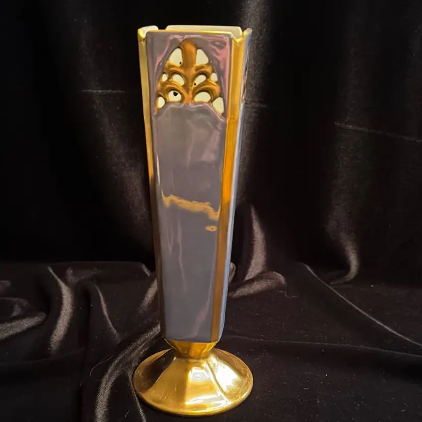 Vintage Lusterware Vase Gold and light blue Vase