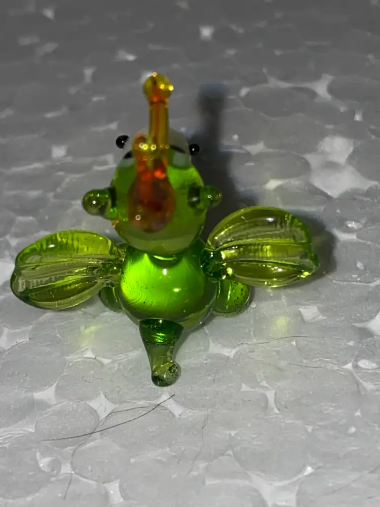 #01 25% Off In From Ukraine Miniature (1 To 1.5") Blown Glass  Amber And Black Cat Front And Back Photos (was $8)