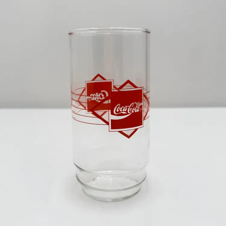 Set Of Four Vintage Red Diamond Logo Coke Drinking Glasses
