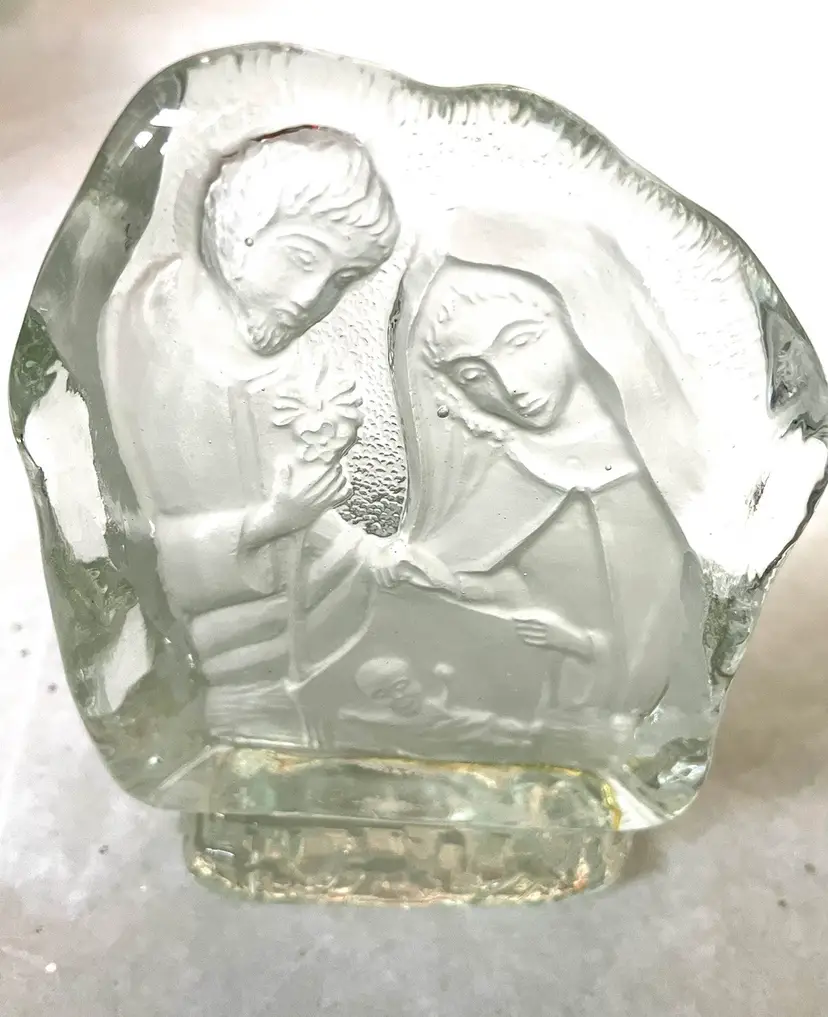 Glass Nativity Votive Candle Holder. Christmas. Christian.
