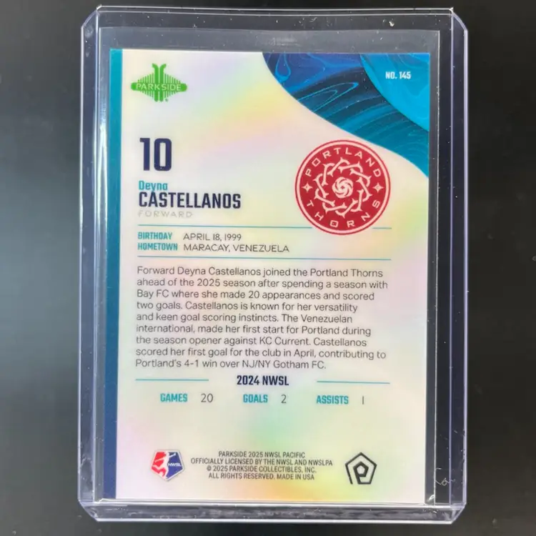 Deyna Castellanos 2025 Parkside Pacific NWSL Green /10 Soccer Card