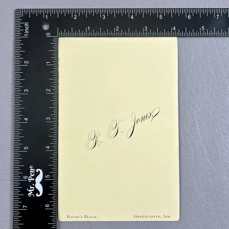 Antique Cabinet Card Photo Victorian Gentleman Mustache Seated Portrait c1890s Greencastle Indiana