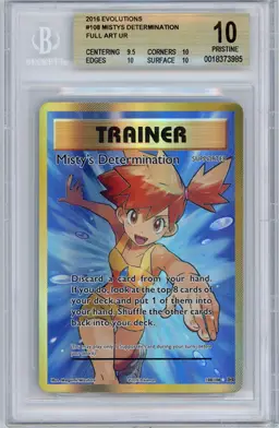 2016 Evolutions MISTY'S DETERMINATION Full Art UR #108 BGS 10 Pristine