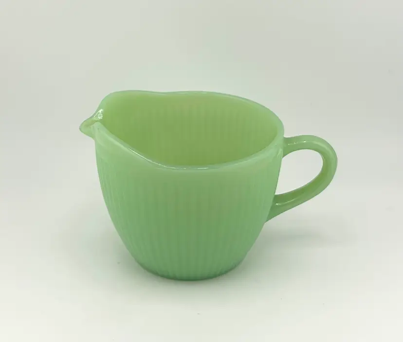 Vintage Fire King Glass Jadeite Creamer 5"x 3.5"x 3"