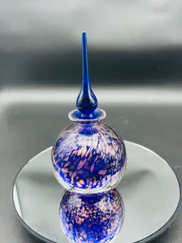 Vintage Art Glass Perfume Bottle Cobalt Blue Copper Fleck Design ThroughoutVintage Art Glass Perfume Bottle Cobalt Blue Copper Fleck Design Throughout