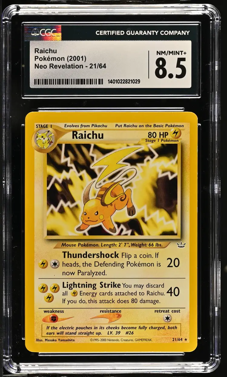 Raichu Neo Revelation - Unlimited  Rare CGC 8.5 Pokemon 2001 English