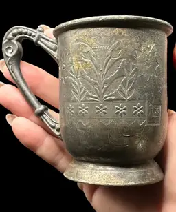 Antique Silverplated Baby Baptismal Cup Rogers Smith & Co New Haven 1862-1877 Engraved “Raymond”